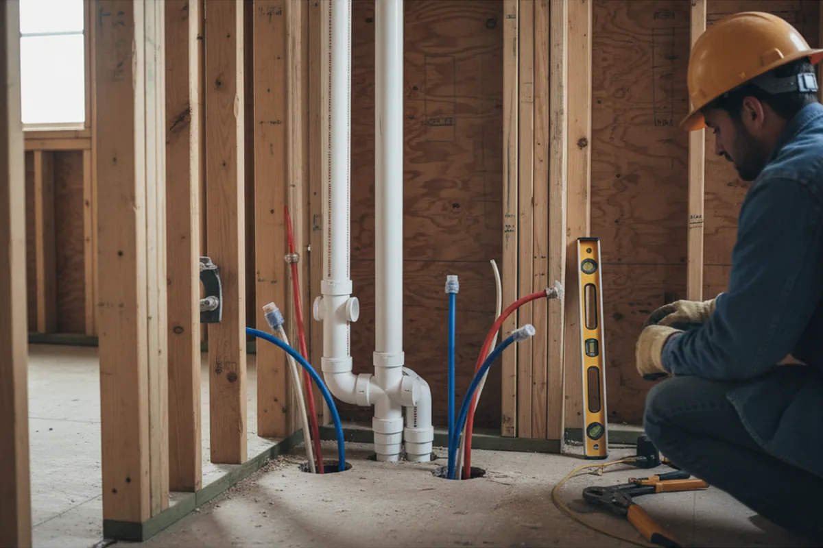 Drain and supply rough-in during Toilet Repair and Installation in Monson